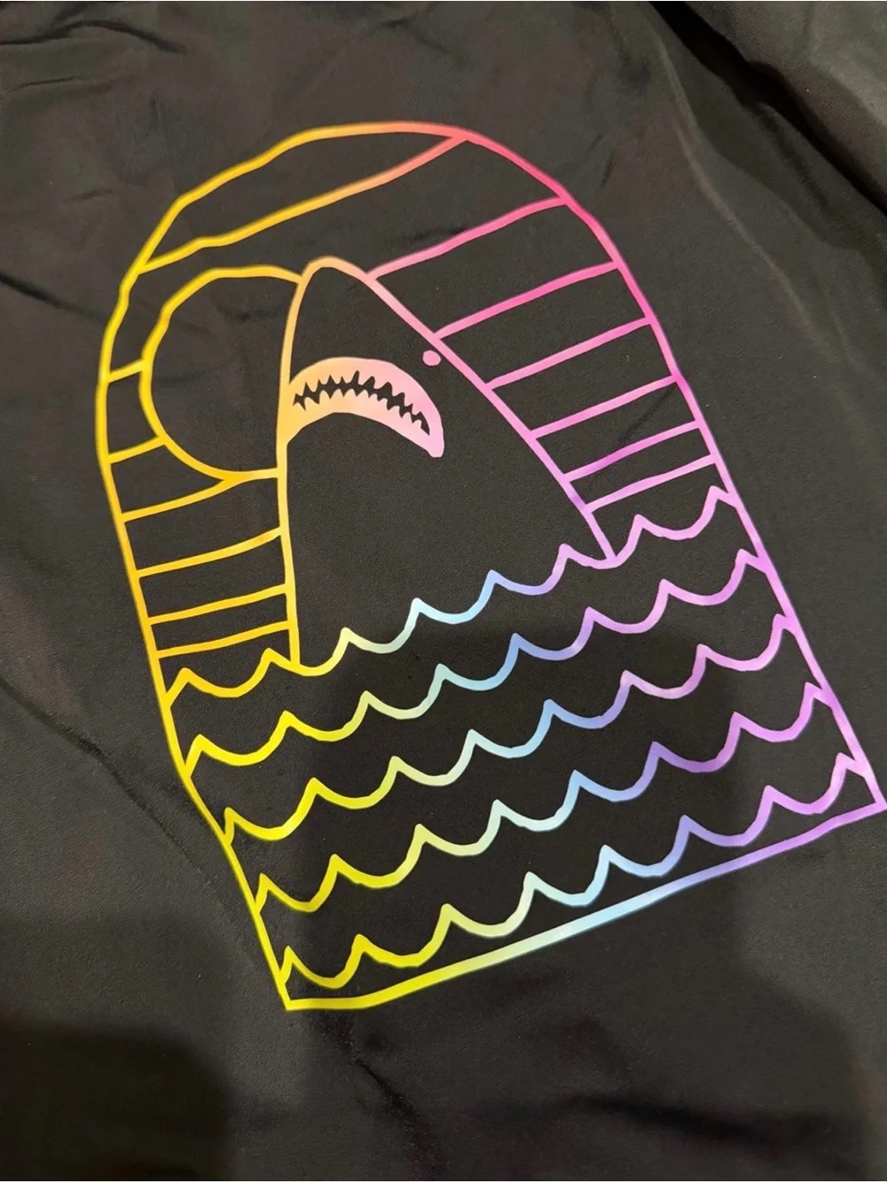 Hanna Andersson  Black Rash Guard with Rainbow Shark Graphic - Swim Shirt